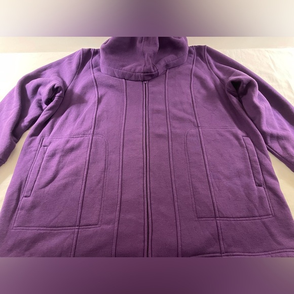Woman Within Thermal Lined Fleece Hoodie Size 1X Purple - Picture 9 of 16